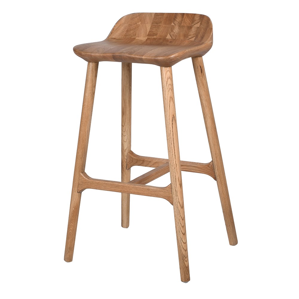Oak Wooden Curved Seat Kitchen Bar Stool | Pre Order